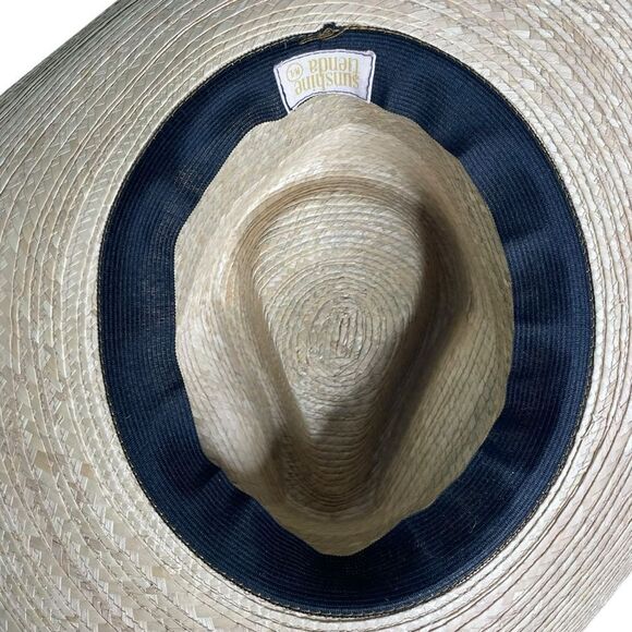 Sunshine Tienda Lidia Palm Hat Mustard Yellow Gingham Band Size M/L - Picture 10 of 12